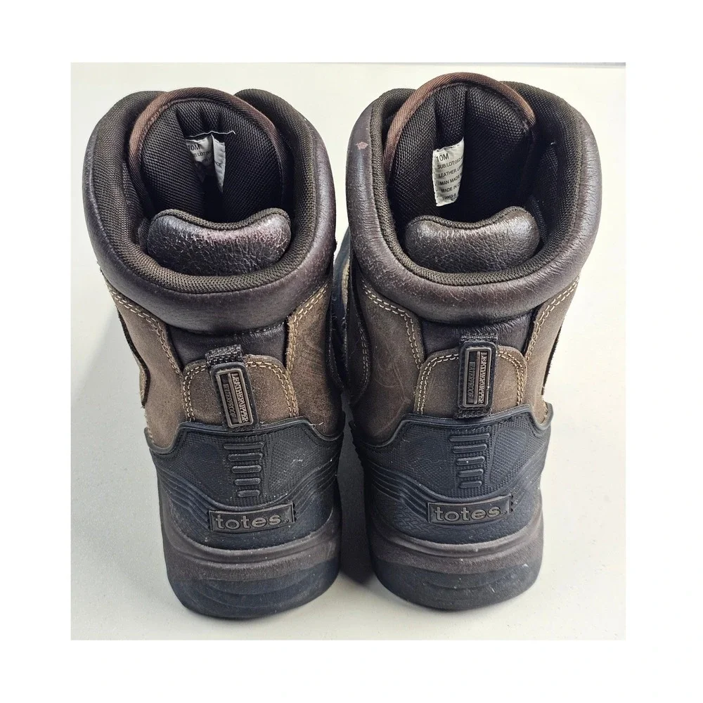 Totes Mens Waterproof Winter Boots Brown Leather Zip Up Insulated Snow 10M